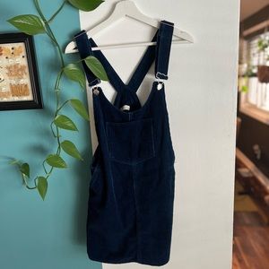 Navy Zara Corduroy Overall Dress